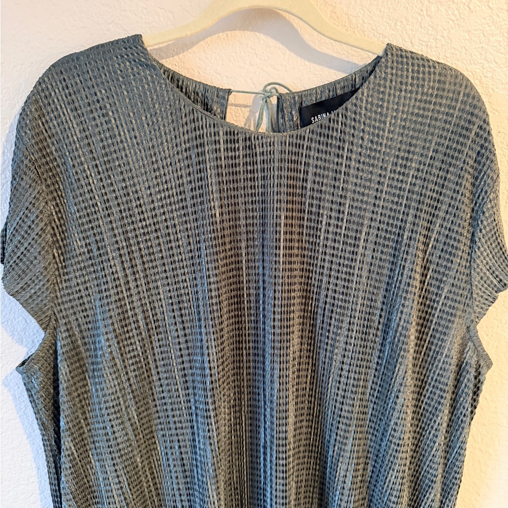 Anthropologie Sabina Musayev Green Textured Petite L dress with slip